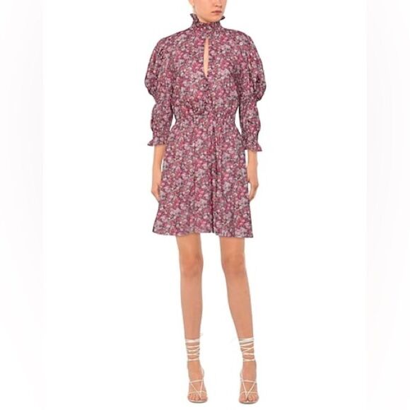 PHILOSOPHY DI LORENZO SERAFINI Floral puff sleeve Cotton mini dress size 12 - Picture 1 of 9